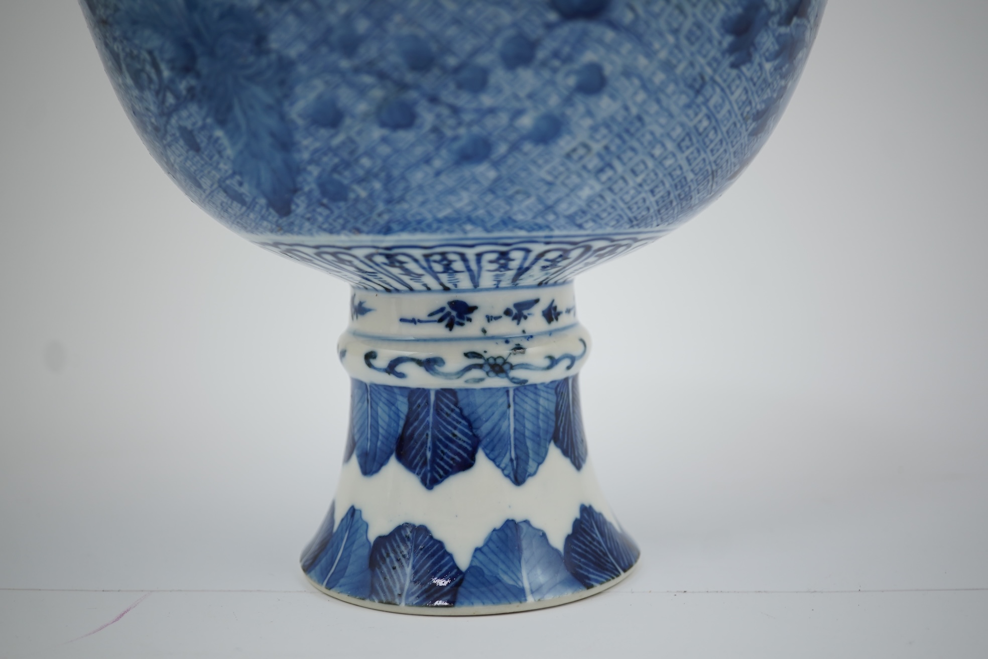 A Chinese blue and white ‘dragon’ stem bowl, Guangxu six character mark and of the period (1875-1908)